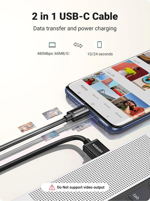 UGREEN 2-Pack 6.6ft USB C Cable, Braided 3A Fast Charge, USB A to Type C, Compatible with iPhone 15, Samsung Galaxy, LG