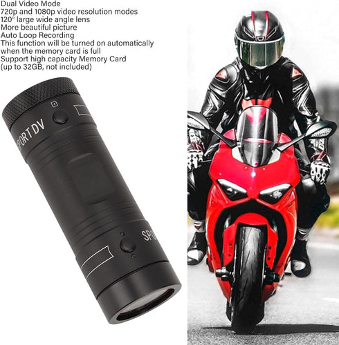 Motorcycle Helmet Camera, Mini Sports Action Video Camera 1080P HD with 120° Wide Angle, Waterproof Camcorder