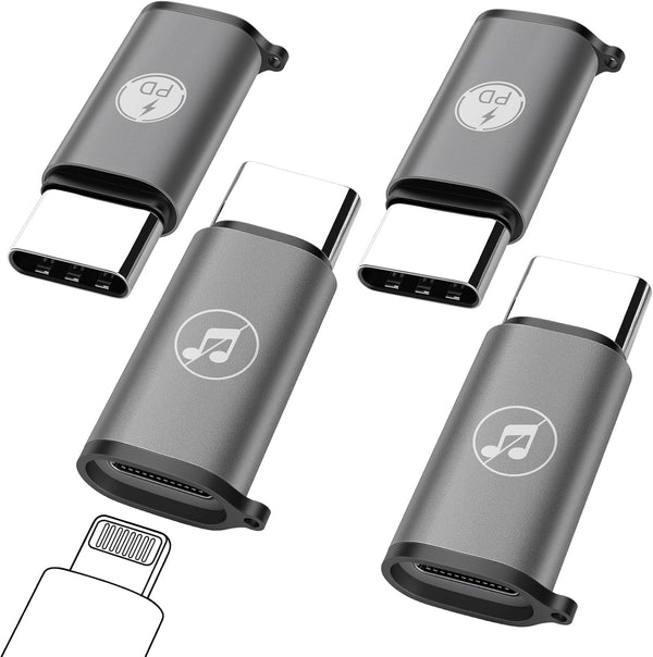 4-Pack Lightning Female to USB C Male Adapter, Type C Charger Cable for iPhone 15 Pro Max, iPad Pro, Samsung S24