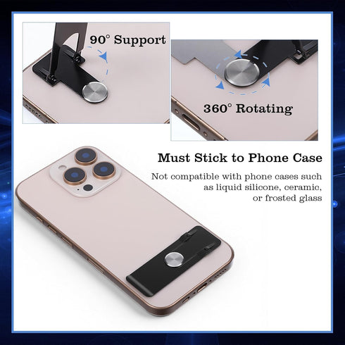 XLIUAX 2 Pack 360 Phone Kickstand Attachment, Kickstand for Phone Case Rotating Cellphone Stand for Desk Vertical
