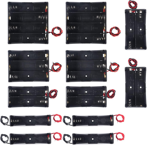 DORHEA 12PCS 18650 Battery Holder Bundle with Wire 18650 Battery Holder Case 3.7V,