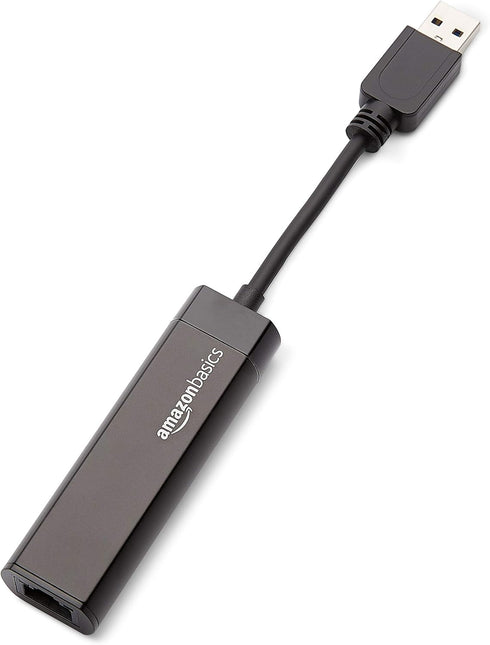 Amazon Basics USB 3.0 to 10/100/1000 Gigabit Ethernet Internet Adapter, Black by Amazon Basics
