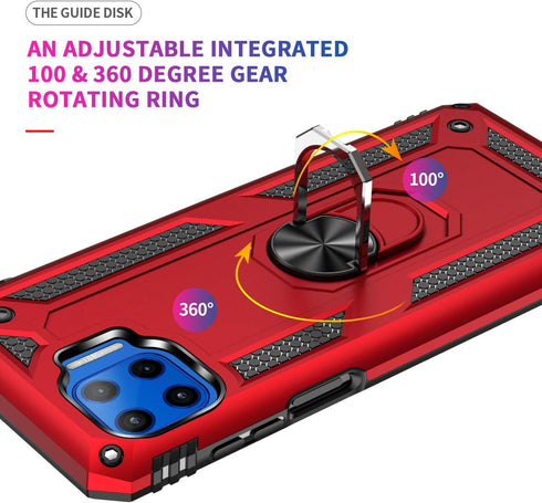 for Moto One 5G Case with HD Screen Protector, Military Grade Ring Car Mount Kickstand Hybrid Protective Case