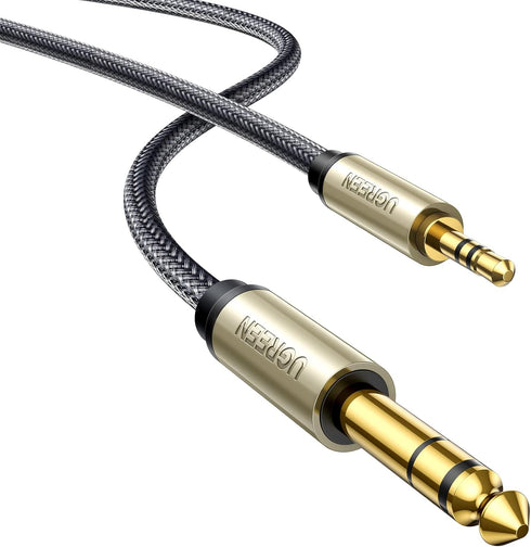 UGREEN 1/8 to 1/4 Stereo Cable - 3.5mm TRS to 6.35mm Audio Cable for Guitar, Laptop, Speaker, 3.3FT