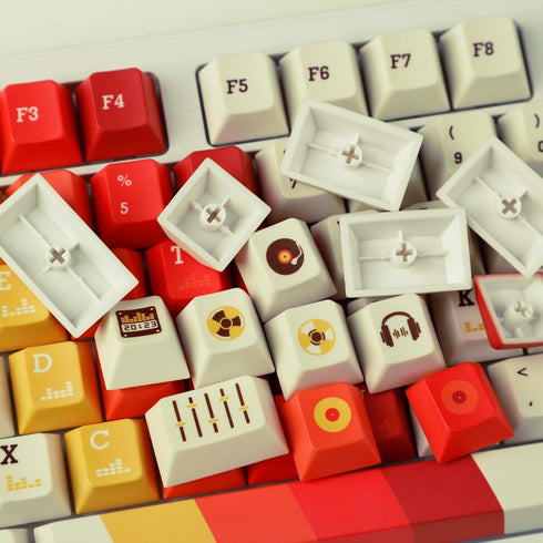 YMDK 1970 Music Cherry Profile 131 Keys Dye Sublimation Thick PBT Keycap for MX Mechanical Keyboards 61 68 84 87 96 104