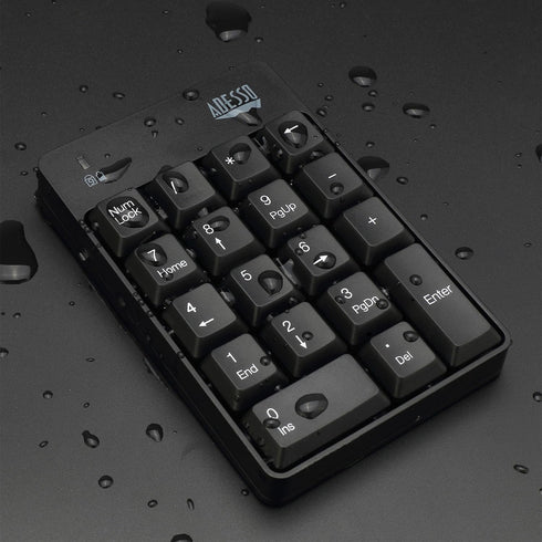 Adesso WKB-6010UB 18-Key - Wireless Spill Resistant Numeric Keypad Number Pad, Black