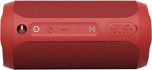 EDUPLINK Bluetooth Speaker - Portable Waterproof IPX7 Wireless Speaker with TWS Pairing & Built-in Microphone, Red