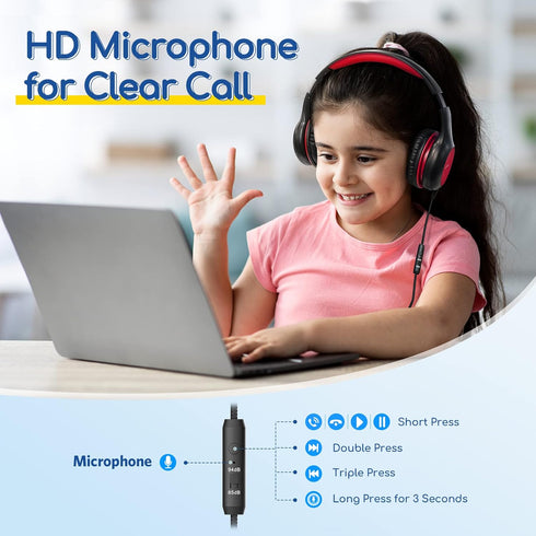 EarFun 2Packs Kids Headphones Wired with Microphone, 85/94dB Volume Limit, Portable Headphones for School/Tablet