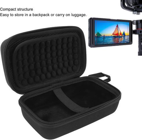 Vikye 5 inch Camera Monitor Carrying Case, Dual Layer Storage with Hard EVA Shell, Portable Design for Mirrorless