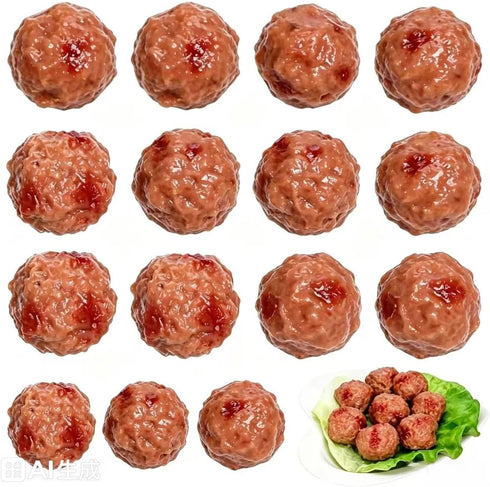 VOSCHOIX Realistic Artificial Meatballs, 16Pcs Simulated Beef Balls Beef Meatball Restaurant Prop PVC