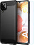 Samsung Galaxy A12 Case with HD Screen Protector, Soft TPU Slim Non-Slip Protective Cover (Black Brushed TPU)