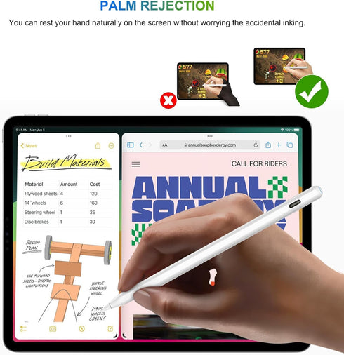Magnetic Wireless Charging Pencil 2nd Generation for iPad with Palm Rejection, Tilt Sensitivity - Compatible with iPad