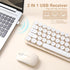 MIKIBY i68 2.4GHz WindowsxP/7/8/10 Wireless Keyboard and Mouse Combo, Retro Typewriter Style Keyboard with Round