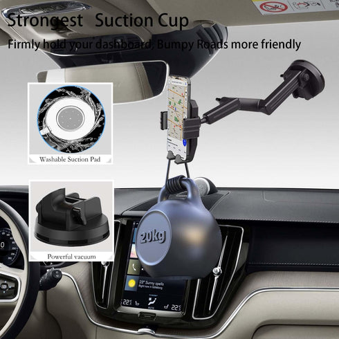 Truck Phone Holder Mount, 16.9 inch Long Arm Dashboard Windshield Holder for Pickup and Commercial Trucks