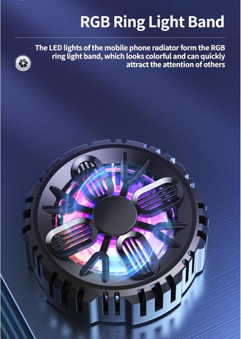 Mobile Phone Cooler, Rechargeable Semi Conductor Cell Phone Radiator with Colorful LED Light, Universal Magnetic Phone