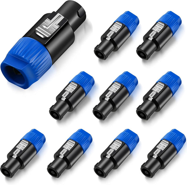 10 Pack NL4FC Speaker Adapter Connectors, 4 Pole Audio Plug Twist Lock Compatible with Speakon, NL4FX