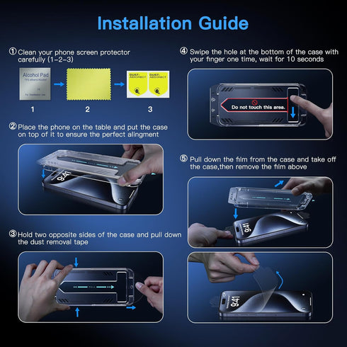 15 9H 15, 2 Pack Uyiton Anti-Blue Light for iPhone Screen Protector - Unbreak-Glass Full Coverage Case Friendly Scratch