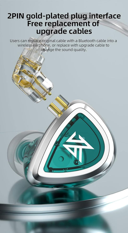 KZ EDC in-Ear Monitors, HiFi Stereo IEM Wired Noise Isolating Earbuds with Detachable Cable for Musicians (with Mic)
