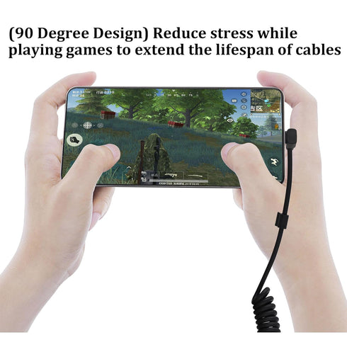 USB 3.1 Type C to Type C Cable, 90 Degree Spring Spiral Fast Charging Data Extension Cable, 3.3FT/1M for Laptop & Tablet