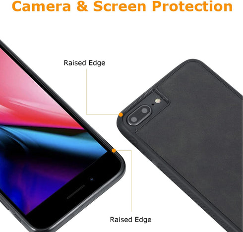 molzar GripBig Series Case for iPhone 8 Plus/7 Plus/6 Plus, Built-in Metal Plate for Magnetic Mount, Black/Black