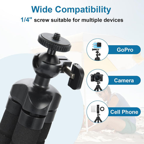 UTEBIT Octopus Phone Tripod, Portable Phone Holder Flexible Cell Phone Tripod Stand with Wireless Remote, Mini Travel