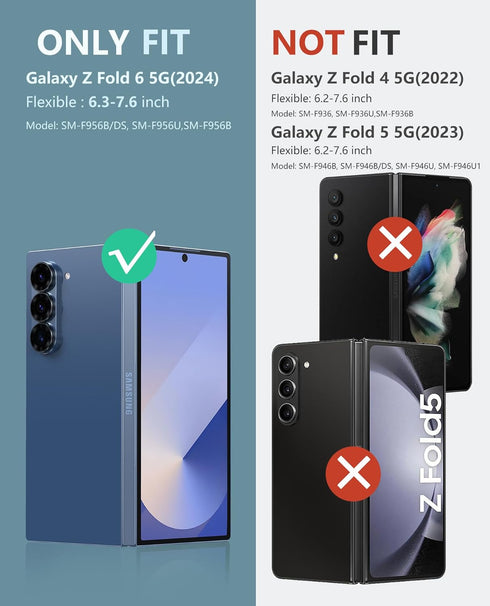 FNTCASE Military Grade 360 Full-Body Protective Case for Samsung Galaxy Z-Fold-6, Heavy Duty with Kickstand - Black