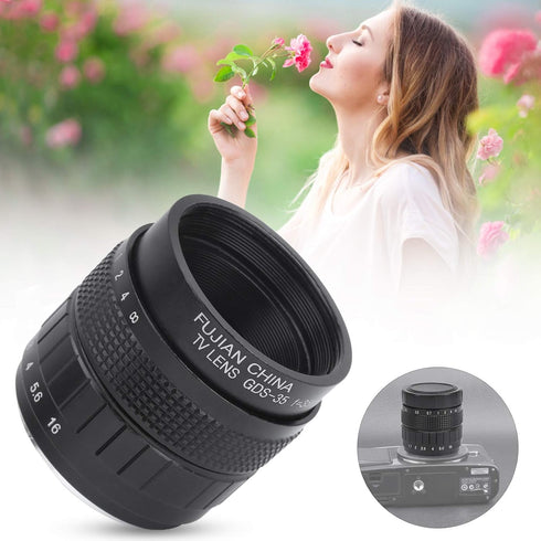 lvifloae 35mm F1 7 C Mount TV Movie Fixed Focus Mirrorless Camera Lens Fixed Focus Micro Single Suitable Closed Circuit
