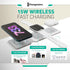 3-in-1 Wireless Charging Pad with Foldable Travel Stand, Rapid 15W Station for iPhone, AirPods & Apple Watch