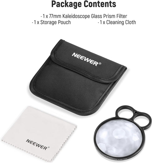 NEEWER 77mm Handheld Kaleidoscope Prism Lens Filter, Glass Prism Camera Lens Effect Filter for DSLR Photography