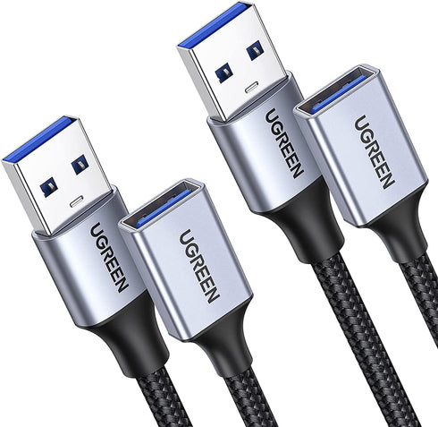 UGREEN USB 3.0 Extension Cable 2 Pack (6 FT + 6 FT) - Nylon Braided, Compatible with Webcam, Camera, Phone, and More.