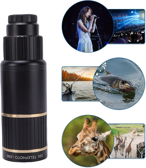 PUSOKEI 22X 198 0.63X 15x 4-in-1 Set Universal Phone Camera Lens Kit, Telephoto Fisheye Wide Macro Camera Lens