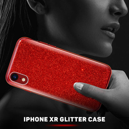 MATEPROX Bling Sparkle Case for iPhone XR - Cute Girls Women Protective Christmas Case (Red)