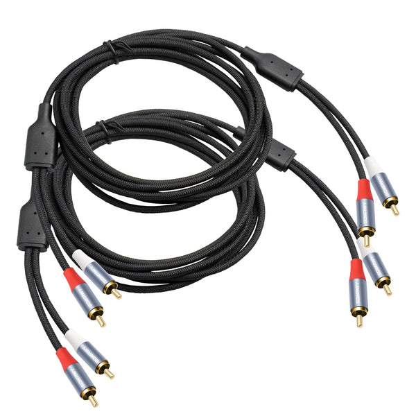10FT RCA Cables, 2RCA to 2RCA Audio Cable with Gold-Plated Connectors, Dual