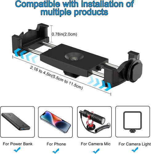 2 Suptig Adjustable Power Bank Holder with Cold Shoe Mount for Camera Rig, Phone Mount.