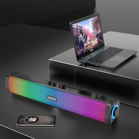 Touch Control Computer Speakers, Bluetooth Speakers for Computer Desktop PC with Colorful RGB Lighting, USB Powered Gaming Speakers with 3.5mm Aux Cable for Monitor Laptop Tablet
