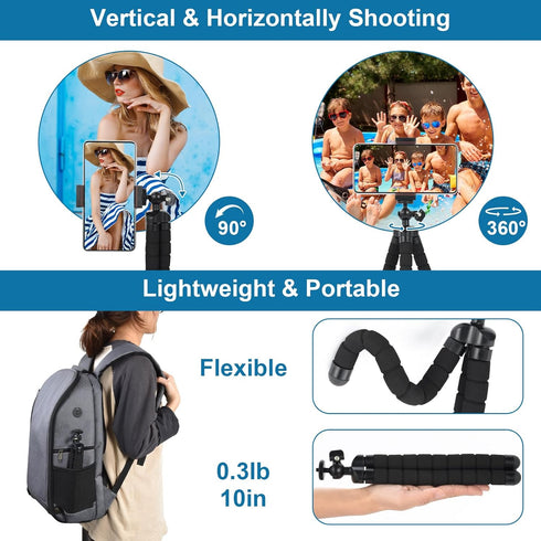 UTEBIT 360rotatable,Camera Flexible Phone Tripod with Phone Holder, Tripod Compatible for Go Pro/Video