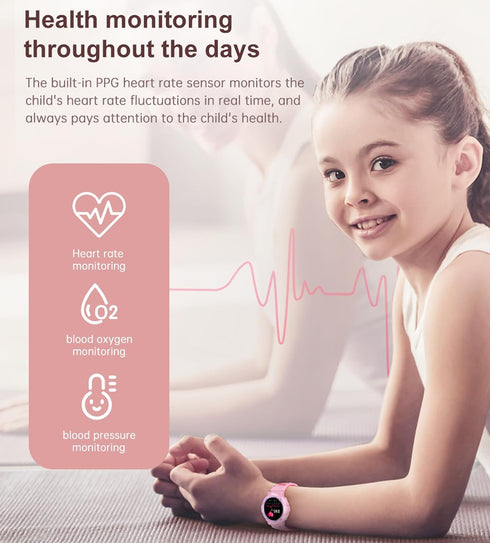 Smart Watch for Kids, Heart Rate Monitor, Sleep Monitor, Waterproof Pedometer, 25+ Sports Modes, Alarm, Remote Camera
