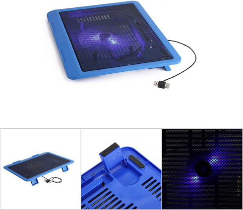 Laptop Cooler Cooling Pad, Portable Quiet Laptop Cooling Pad Stand with USB Stand Laptop Notebook Cooler for 14 Inch Below Notebook(Blue)