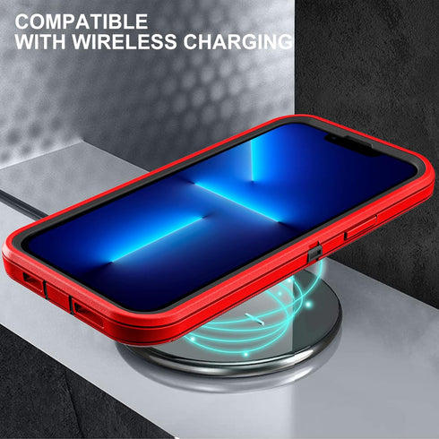 for iPhone 13 Pro Max Case, Military Grade 3 in 1 Heavy Duty Shockproof Case with 2Pcs Tempered Glass Screen Protector