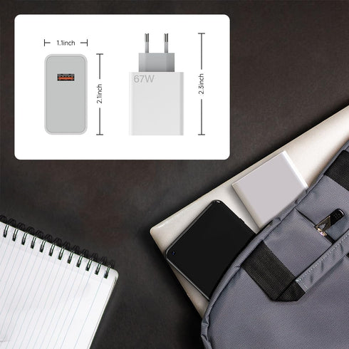 67W Xiaomi European Turbo Charger, Travel Plug Adapter for Xiaomi 14 13 12 13t 12t 12s Pro Lite Redmi Note K70 K60