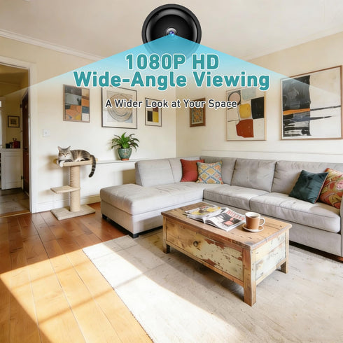 Lisviva 1080P 130Ultra-Wide Mini WiFi Camera for Heated Cat House, HD, Night Vision, Motion Detection, Angle, Local