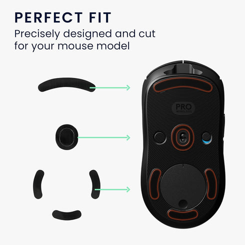 kwmobile Mouse Feet Replacement for Logitech G Pro Wireless Gaming Computer Mouse Skates Sticker - Black