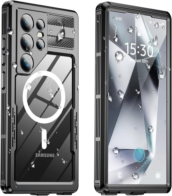 Samsung Galaxy S24 Ultra Case, Black - Waterproof IP68, 12FT Military Shockproof, Built-in Screen & Lens Protector.