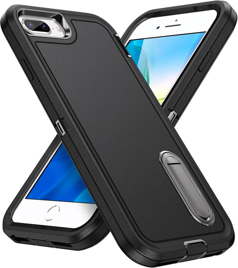 IDweel Case for iPhone 8 Plus, Heavy Duty Protection with Built-in Kickstand, Shockproof Anti-Scratch Slim Fit Hard