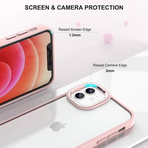 ULAK iPhone 12 Case (Baby Pink) - Clear Transparent Bling Soft TPU Shockproof Protective Cover for iPhone 12 & Pro