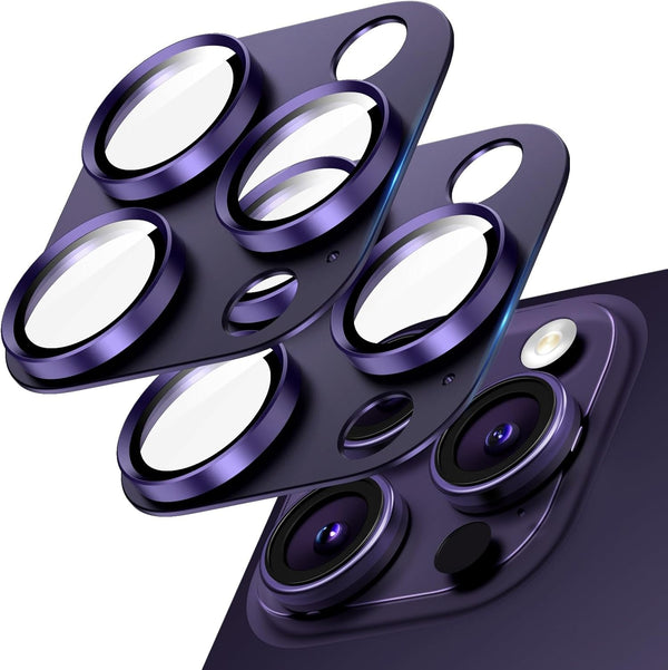2 Pack Camera Lens Protector for iPhone 15 Pro Max/iPhone 15 Pro/iPhone 14 Pro Max/iPhone 14 Pro, Aluminum Alloy