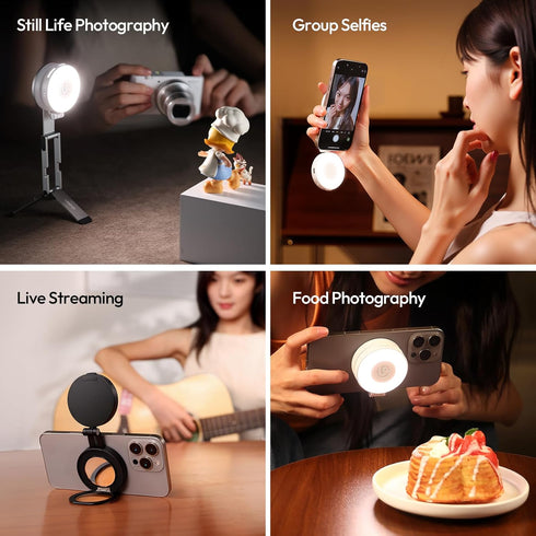 ULANZI LM23 360 Magnetic Selfie Light, Upgraded Phone Selfie Ring Light for iPhone Magsafe, LED Phone Beauty Fill