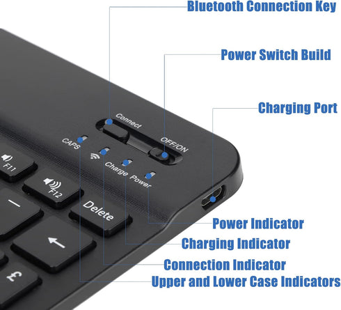 Sanpyl Keyboard - 10in Ultra Thin Bluetooth French AZERT Keyboard, Scissor Slim Waterproof for Tablet Phone Computer