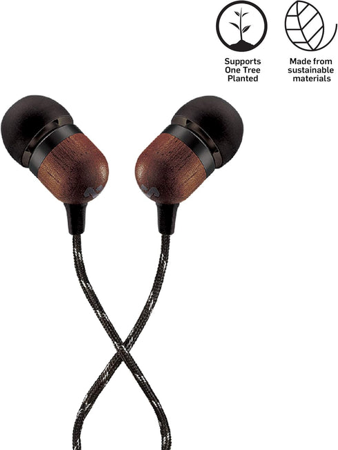 House of Marley Smile Jamaica: Wired Earphones with Microphone, Noise Isolating Design, and Sustainable Materials, Signature Black