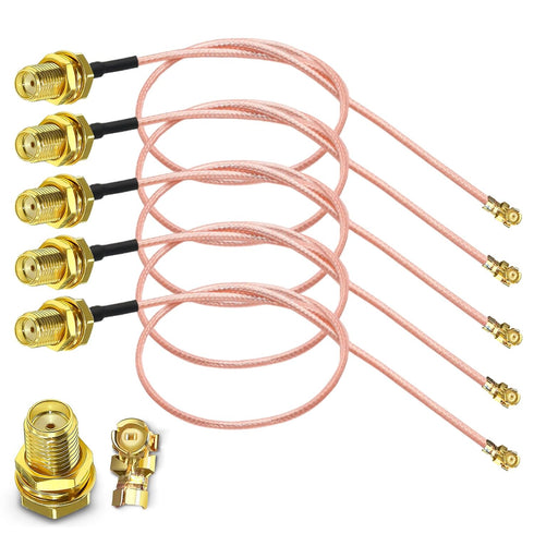 TUOLNK 5PCS SMA Female to IPX U.FL RG178 Coaxial Cable, 12 inch(30cm)